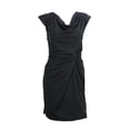 thumbnail image 1 of W118  Black Cap-Sleeve Draped Neck Crisscross Front Sheath Dress S, 1 of 2