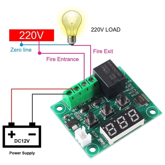 W1209 DC 12V Digital Temperature Controller Board -50-110C Electronic Temperature Temp Control Module Switch (1-Pack)