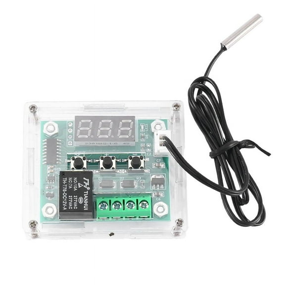 W1209 DC 12V Thermostat Temperature Control Switch Thermometer Controller with Digital LED Display with Case Plastic + Metal Green,1x Digital Temp Controller 1x shell