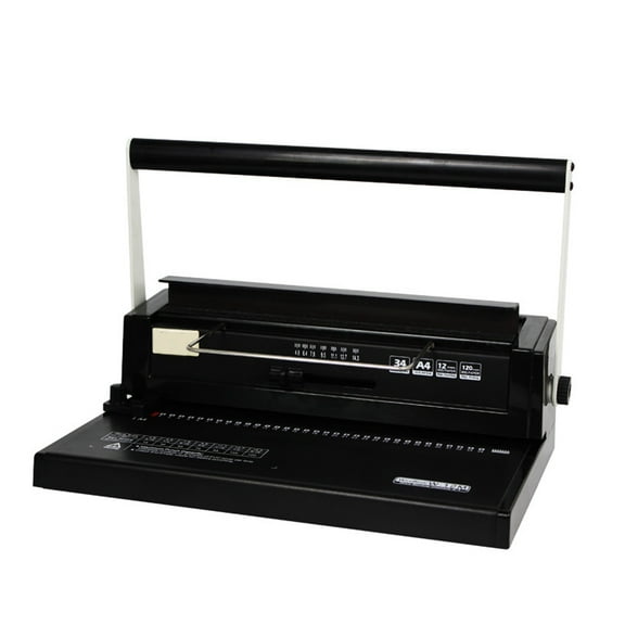 W12m Iron Ring Binding Machine 34 Hole Loose Leaf Iron Ring Punching Machine Double Coil Manual Wire Binding Machine ,Easy to Use