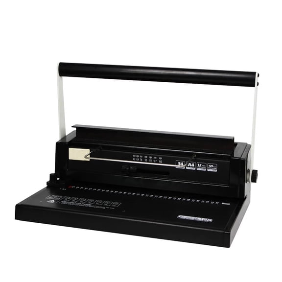 W12m Iron Ring Binding Machine 34 Hole Loose Leaf Iron Ring Punching Machine Double Coil Manual Wire Binding Machine ,Easy to Use