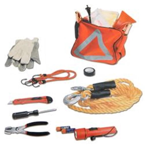 W1555 Deluxe Roadside Assistance Kit - Red - 1 Set - Comprehensive Emergency Gear