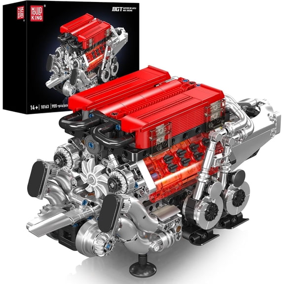 W16 Engine Building Blocks Set, 10163 Combustion Engine Model That Runs, Mini Engine Build Kit for Adults with Battery and Motor, Engineering Construction STEM Toy (952 Pcs