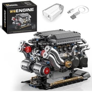 W16 Engine Building Blocks Set for Adults, STEM Mini 16-Cylinder Engine Model Kit That Runs, Compatible with Lego Car, DIY Physical Science Experiment Toy for Teens Kids Boys 801 PCS