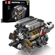 W16 Engine Building Blocks Set, Combustion Engine Model That Runs, Mini Engine Build Kit for Adults with Battery and Motor, Engineering Construction STEM Toy952 Pcs