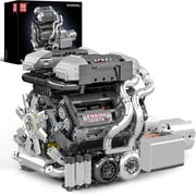 W16 Engine Model Kit, MOC Bug Supercar Engine Model with Battery and Motor, Collectable 16-Cylinder Car Engine Transmission, Shiftable Gear Operation for Adults 2024+ PCS