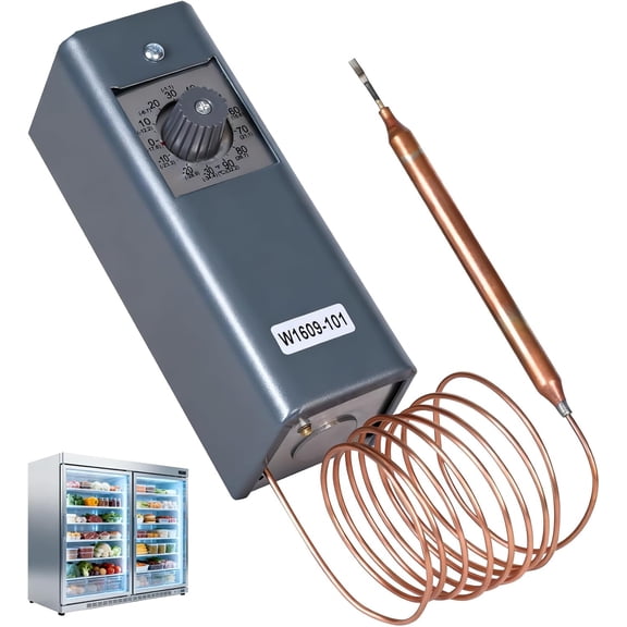W1609-101 Refrigeration Thermostat Temperature Controller TH-1609, 5FT Capillary Length Dual Temperature Dial