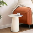 thumbnail image 1 of W18 in. Mid Century Modern Metal Single Round Coffee Table in Chalk White for Living Room, 1 of 5
