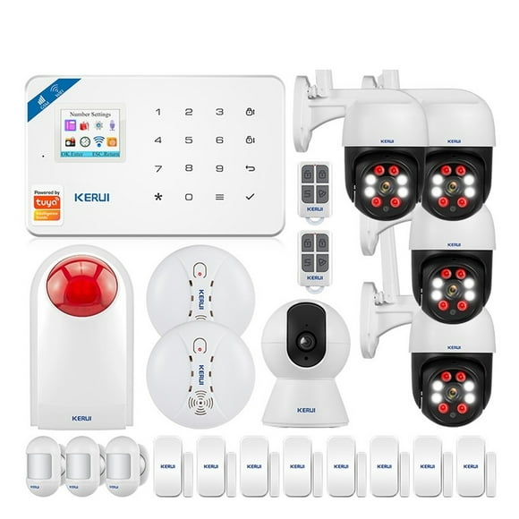 W181 Tuya Smart WIFI GSM Security Alarm System Works Home Motion Detector Smoke Door Window Sensor IP Camera , Installation Made Simple