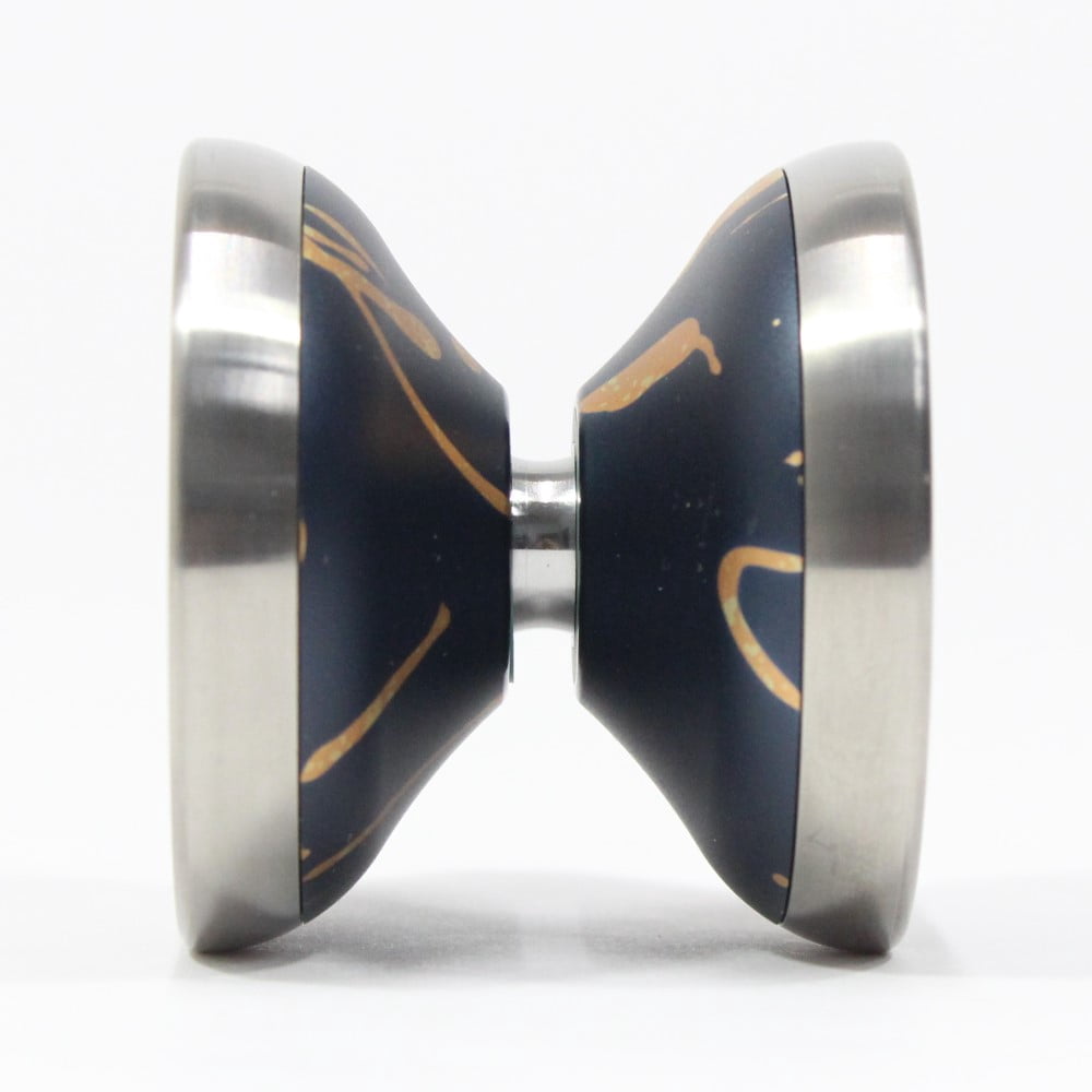 W1LD (Worldwide 1nnovative Leading Design) Milder Yo-Yo - Bi-Metal 6061+Titanium Rim - Shuyun Tang Signature YoYo (Merry Go Round- Navy Orange Splash)