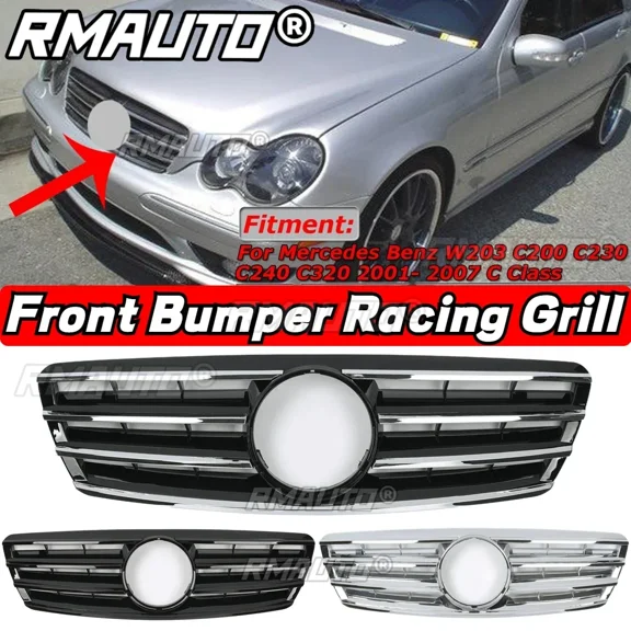 W203 Grill Car Front Bumper Grille Racing Grill For Mercedes Benz W203 C200 C230 C240 C320 2001-2007 Car Accessories Body Kit