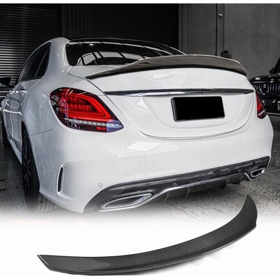 W205 Carbon Fiber Rear Trunk Spoiler Compatible with Mercedes Benz 2015-2021 C Class C300 C180 C200 C250 C400 C43 C63 AMG Sedan