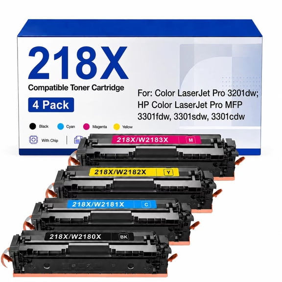 218X Toner Cartridge High Yield Compatible with HP 218X Color LaserJet Pro 3201dw MFP3301fdw 3301sdw 3301cdw Printer(4 Pack)