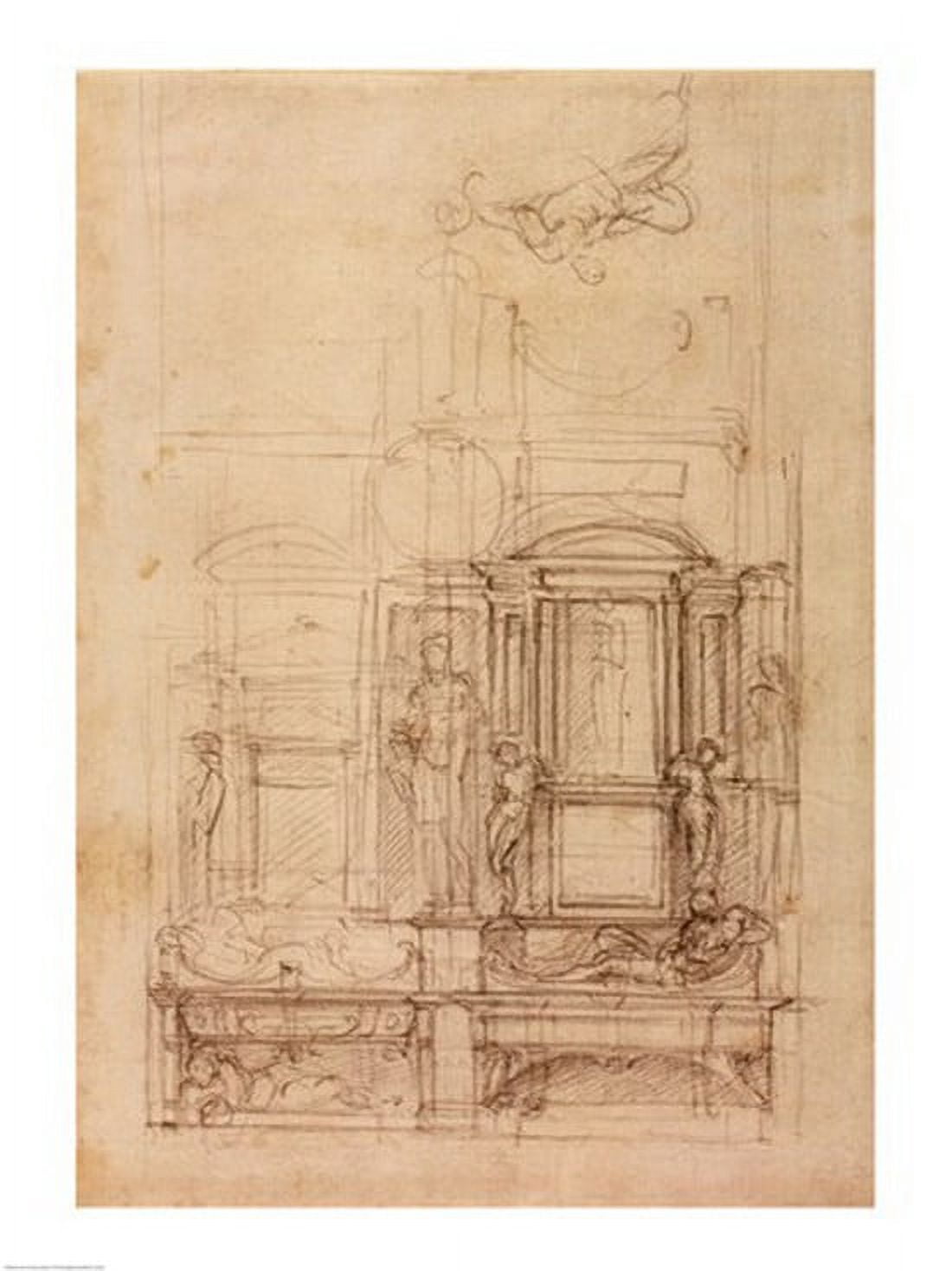 W26r Design for the Medici Chapel in the church of San Lorenzo Florence Canvas Art - Michelangelo Buonarroti (18 x 24)