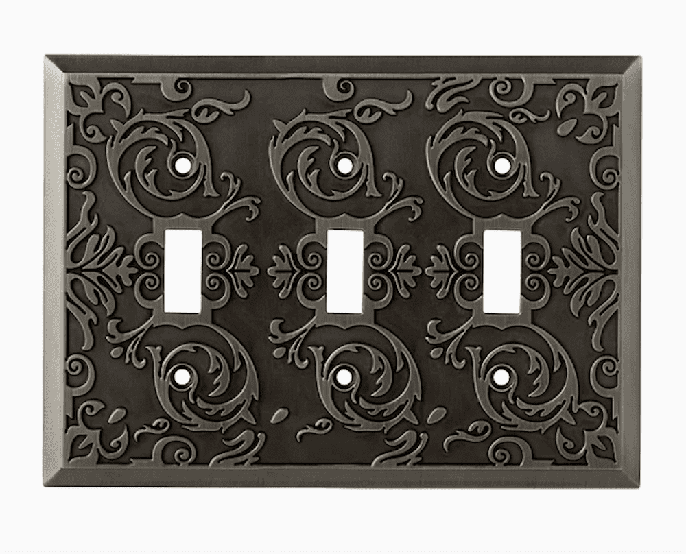 Antique Pewter Triple Toggle Metal Wall Plate