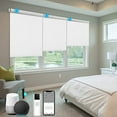 thumbnail image 1 of W31 x H72, White HILADUO Motorized Roller Shades 100% Blackout Window Roller Blinds Outside Mount Zigbee Motor Blind Shade Mobile Phone Remote Control Compatible Alexa Google Via Tuya Hub, 1 of 9