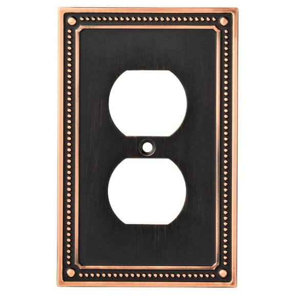 W35059-VBC Bronze & Copper Classic Beaded Single Duplex Cover Plate