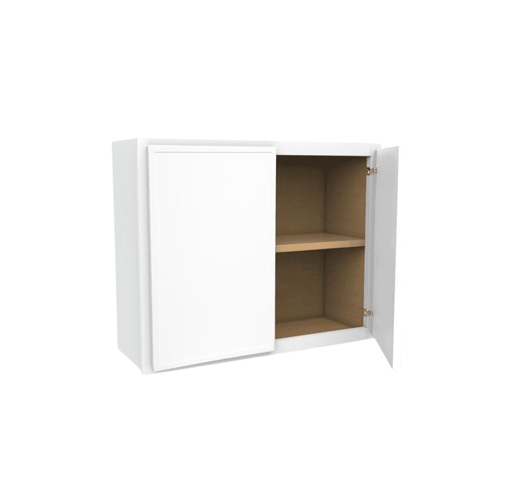 Slim White Shaker Plywood Wall Cabinet with Glass Doors