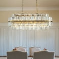 thumbnail image 1 of W39 in 2-Tier 7-Light Rectangular Contemporary Glam Crystal Chandelier in Antique Gold Modern Classic Dimmable Chandeliers for Dining Room Kitchen Island, 1 of 8