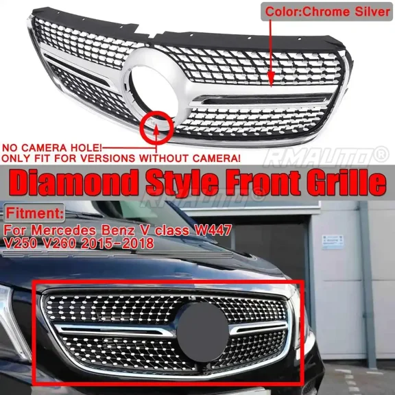 W447 V250 V260 Diamond Car Front Bumper Grille Grill For Mercedes For Benz V Class W447 V250 V260 2015 2016 2017 2018 Body Kit