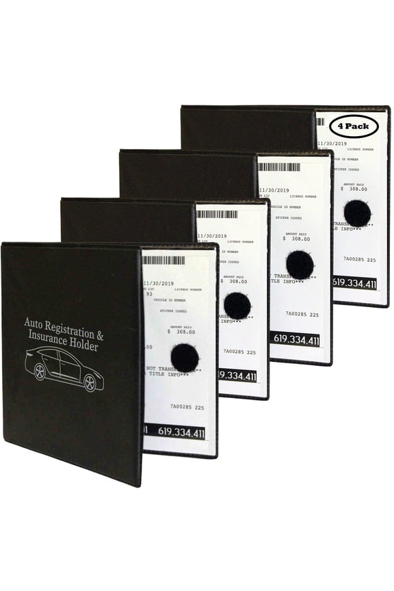 Auto Registration Insurance & ID Card Holder – 4 Pack – Perfect for any Car, Truck, Motorcycle, Trailer or Boat - Strong Closure