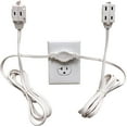 thumbnail image 1 of W4W Twin Extension Cord - 12 Foot Cord 6 feet on each side - 6 Polarized Outlets - Flat Head (Wall Hugger) Outlet Plug - 6 Polarized Outlets with Safety Cover, 1 of 7
