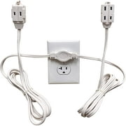 W4W Twin Extension Cord - 12 Foot Cord 6 feet on each side - 6 Polarized Outlets - Flat Head (Wall Hugger) Outlet Plug - 6 Polarized Outlets with Safety Cover