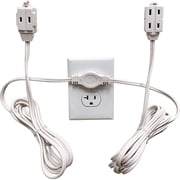 W4W Twin Extension Cord Power Strip - 18 Foot Cord - 9 feet on Each Side - Flat Head Wall Hugger Outlet Plug - 6 Polarized Outlets with Safety Cover