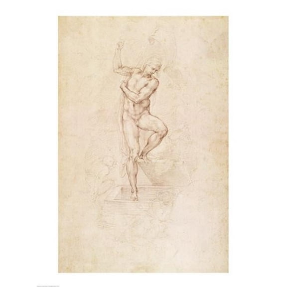 W53R Risen Christ Study for Fresco of Last Judgement in Sistine Chapel Vatican Michelangelo Buonarroti Poster Print - 24 x 36 in. - Large