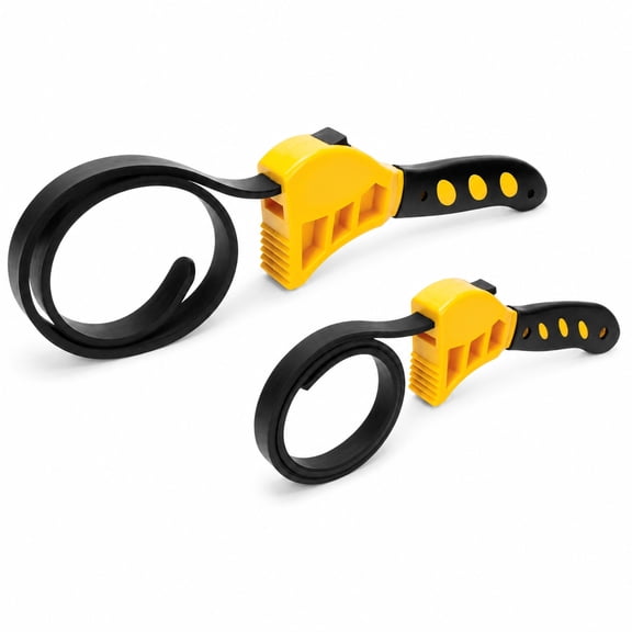 PurePick Rubber Strap Wrench Set, 2-Piece Adjustable Strap Wrench for Oil Filters, Jars, Pipes and Household Repairs, Yellow/Black