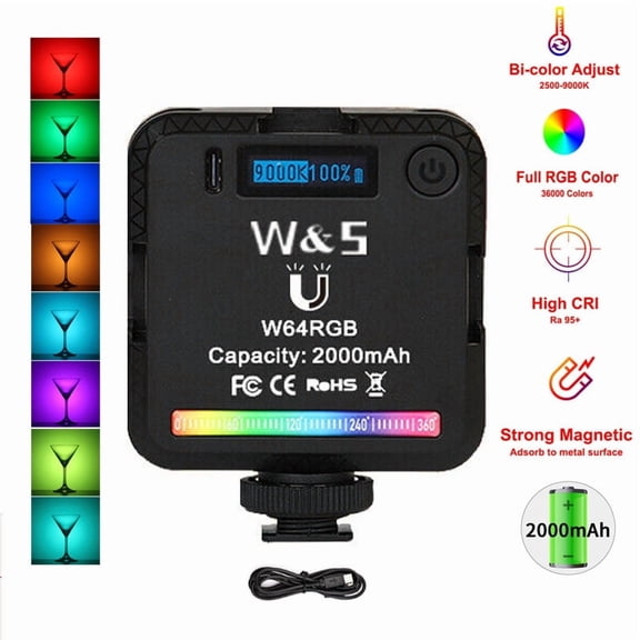 W64 RGB LED Video Pocket Light Fill Light for Photography Live Streaming Vlog