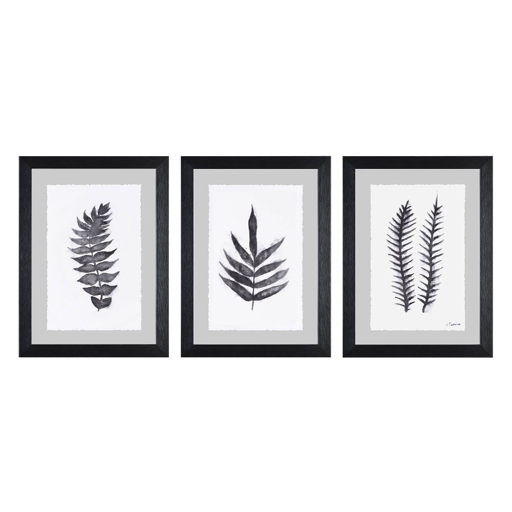 Minimalist Dark Wood Framed Botanical Art Set