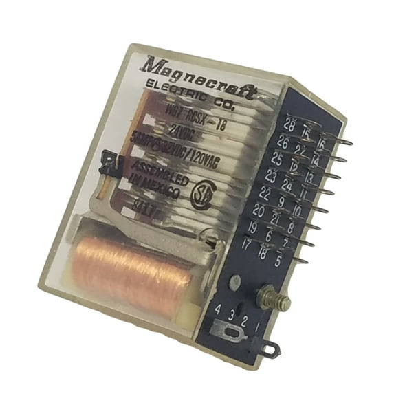W67RCSX18 , RELAY, 8PDT, 120VAC, 28VDC, 5A, Contact Configuration:8PDT, Coil Voltage:24VDC, Contact Current:5A, Product Range:67 Series, Relay Mounting:Socket, Coil Type, 5945003915270