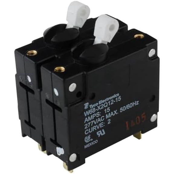 W68-X2Q12-15 Circuit Breaker; Hyd/Mag; Togl; Cur-Rtg 15A; Panel; 2 Pole; Vol-Rtg 277VAC$$Tools & Hardware Other