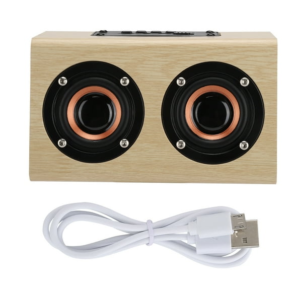 W7 3.5mm Portable Wireless Wooden Bluetooth Dual-speaker Shock Bass Computer Speaker(Burlywood Grain )