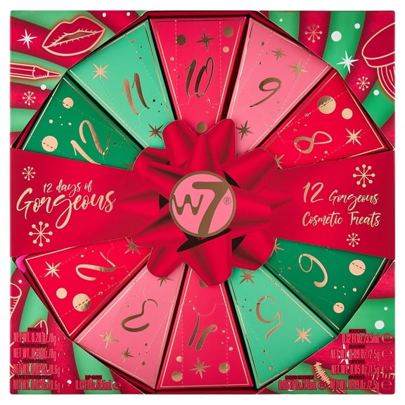 W7 12 Days of Gorgeous Advent Calendar Makeup Gift Set, 12 Pieces