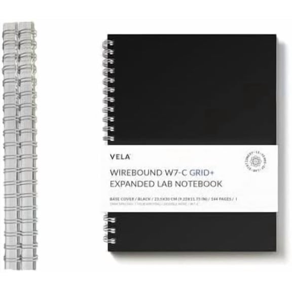 W7-C (2-Pack) Expanded Wirebound Lab Notebook, 9.25 x 11.75 in (23.5 x 30 cm), 144 Pages, Double Wire Looped, 70lb Heavyweight Paper (Grid+)$$Office