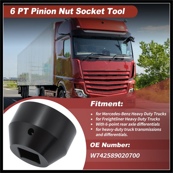 #W742589020700 6Point Pinion Nut Socket Tool, Differential Pinion Nut Removal & Installation Socket Compatible with MercedesBenz & Freightliner Trucks