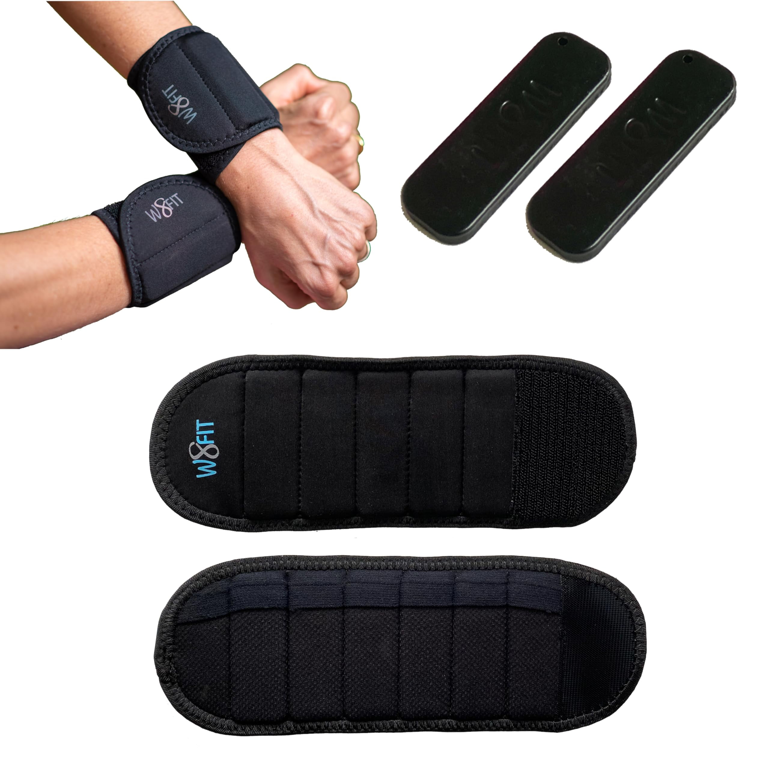 W8FIT Adjustable Wearable Wrist Arm Weights 1.25-1.7 LBS Pair with ...