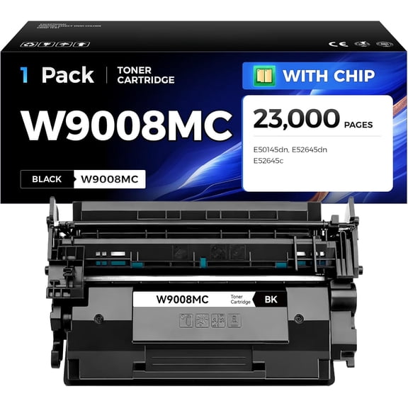 W9008MC Black Toner Cartridge 1-Pack with Chip High Yield Replacement for HP W9008MC Toner Compatible with HP LaserJet MFP E52645dn E52645c Managed E50145dn Printer Ink Copier Scanner23,000 Pages