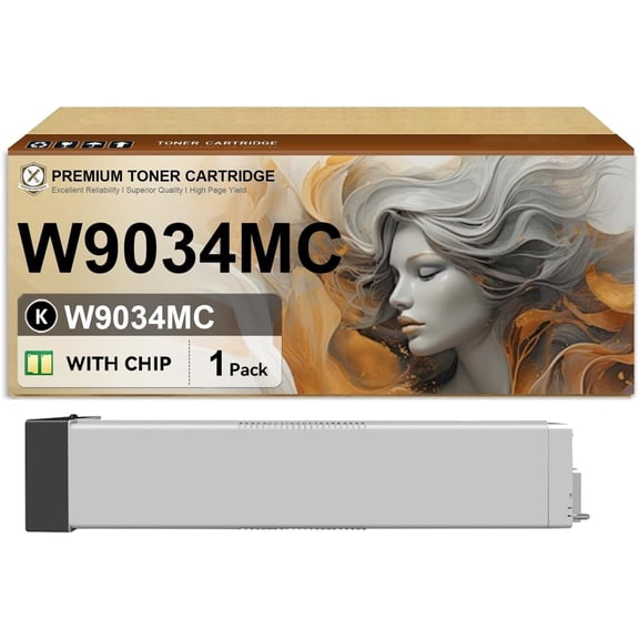 W9034MC Toner Cartridge Compatible for HP W9034MC Black Cartridge with Chip Fit for HP LaserJet Managed MFP E73025dn E73030dn Printers, 1 Pack