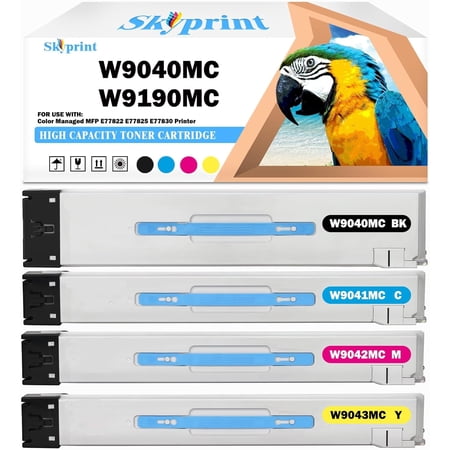 W9040MC W9190MC Toner Cartridges Compatible with W9040MC use for Color Managed MFP E77822 E77825 E77830 Printer.4-Pack W9040MC W9041MC W9042MC W9043MC Toner