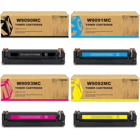 W9090MC Toner Cartridges High Capacity W9090MC W9091MC W9093MC W9092MC Compatible with Color Managed E45028 E45028DN,MFP E47528 E47528f Printers (Latest chip,Show Ink Level)