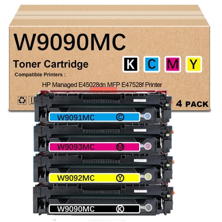 W9090MC Toner Cartridge Works for E45028dn MFP E47528f Printers (1-Black)W9090MC W9091MC W9092MC W9093MC Toner Cartridge for E45028dn MFP E47528f Printer(4PK BCMY)