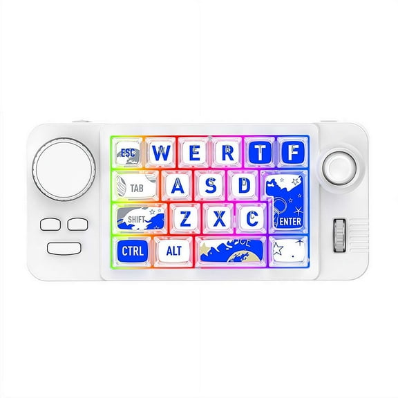 W911 Mechanical Keyboard Three Mode RGB Macro Programming Hot-Swappable 22Keys Gaming Keyboard Volume Knob Joystick