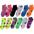 thumbnail image 1 of WA - 12 Pairs Womens Colorful Leaf Assorted Styles Low Cut Ankle Socks Cotton Size 9-11, 1 of 3