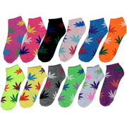 WELCH ALLYN WA - 12 Pairs Womens Colorful Leaf Assorted Styles Low Cut Ankle Socks Cotton Size 9-11