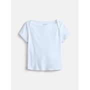 Weekend Academy Girls Boat Neck Tee with Short Sleeves, Sizes 4-18