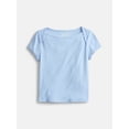 thumbnail image 1 of Weekend Academy Girls Boat Neck Tee with Short Sleeves, Sizes 4-18, 1 of 3