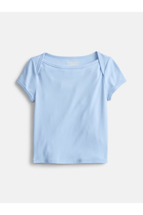 Girls Boat Neck Tee with Short Sleeves, Sizes 4-18